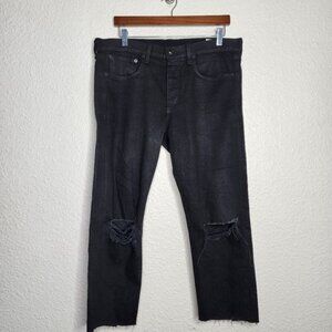 Rag & Bone Fit 1 Extra Slim Skinny Jeans in Black Ripped Kneea Men's Size 33